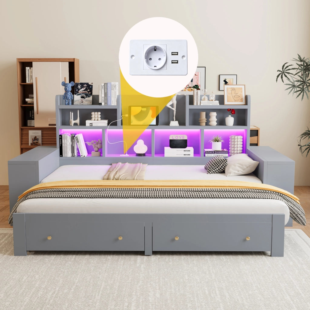 divano letto multifunzione mdf grigio 115 x 230 cm
