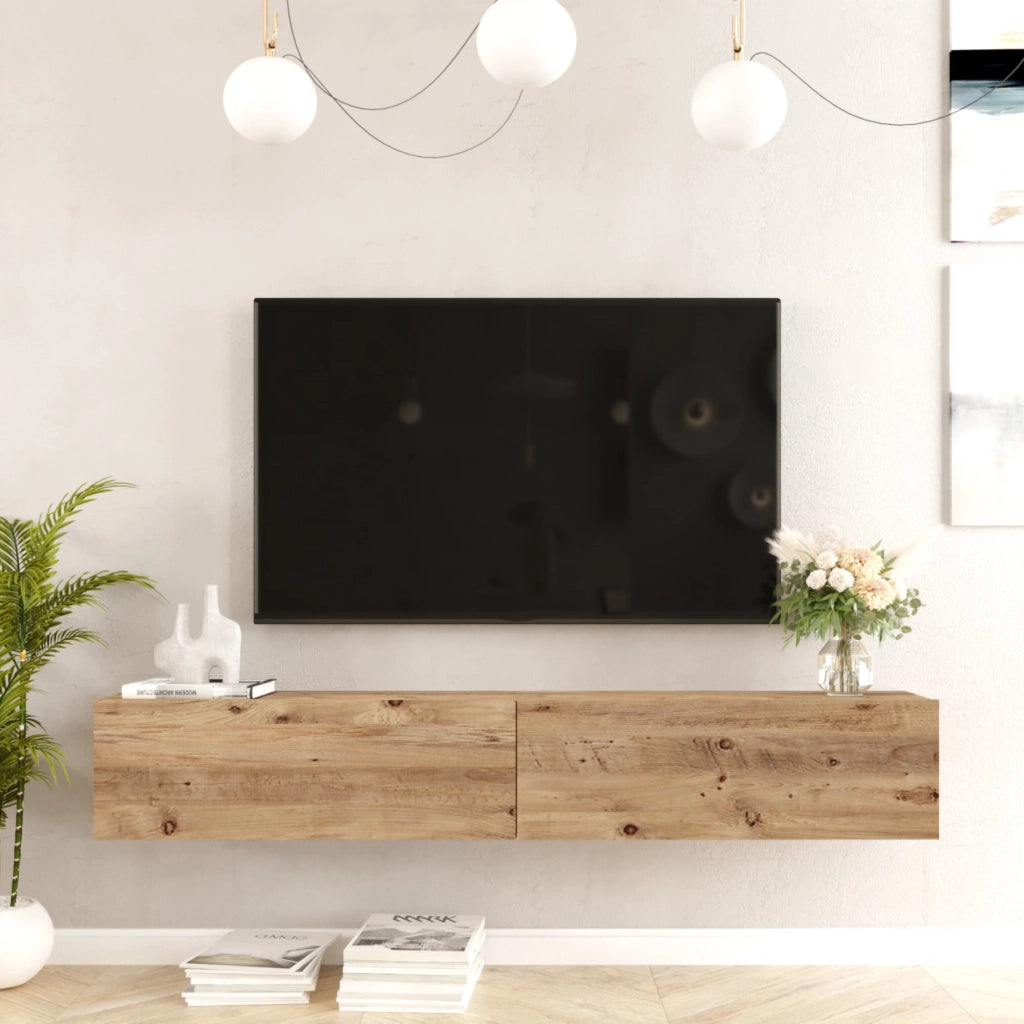 Mobile Porta TV Lapinlahti con 2 Ante a Ribalta Consolle da Parete 180 cm - Rovere Rustico [en.casa]