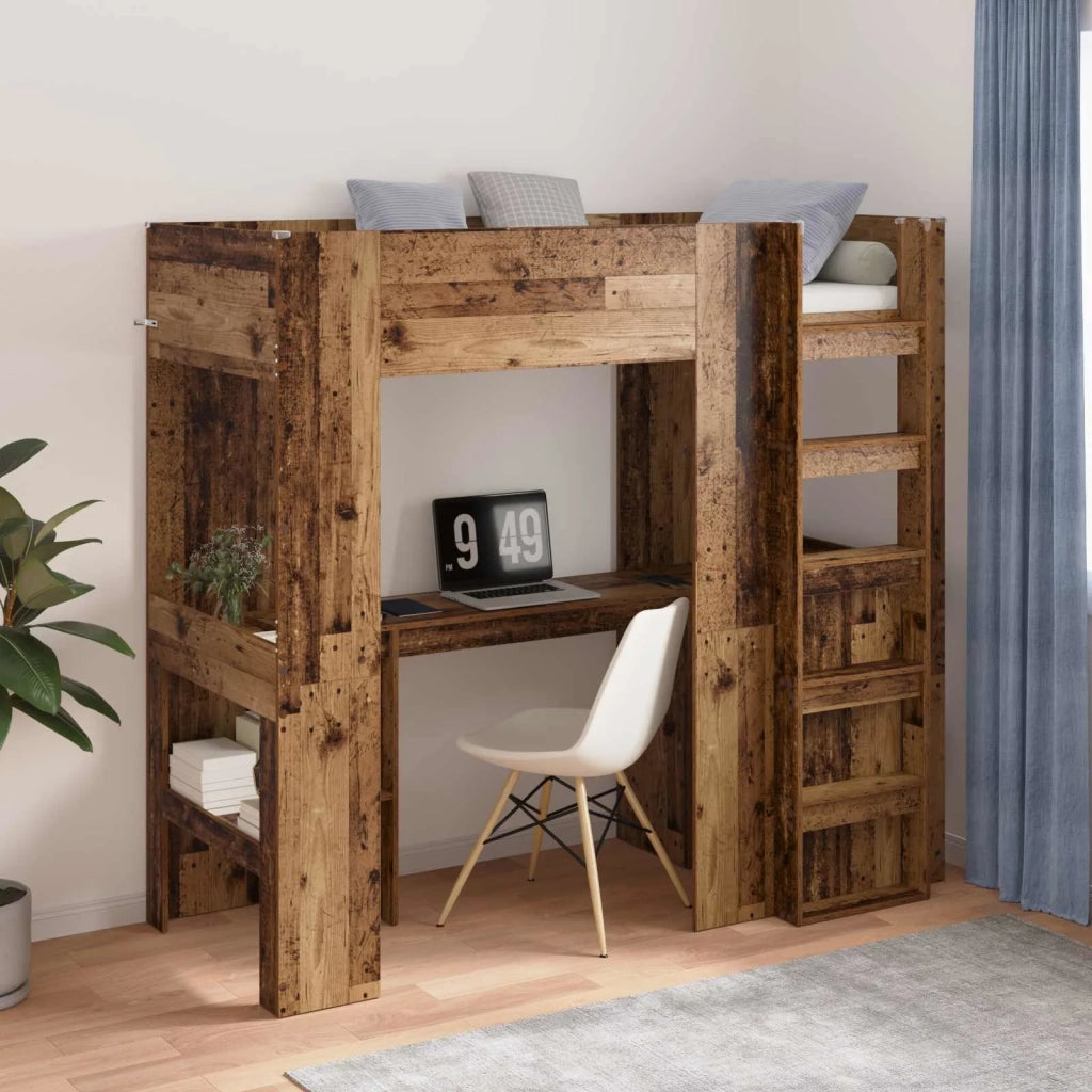 Struttura letto a castello con scrivania Legno vecchio