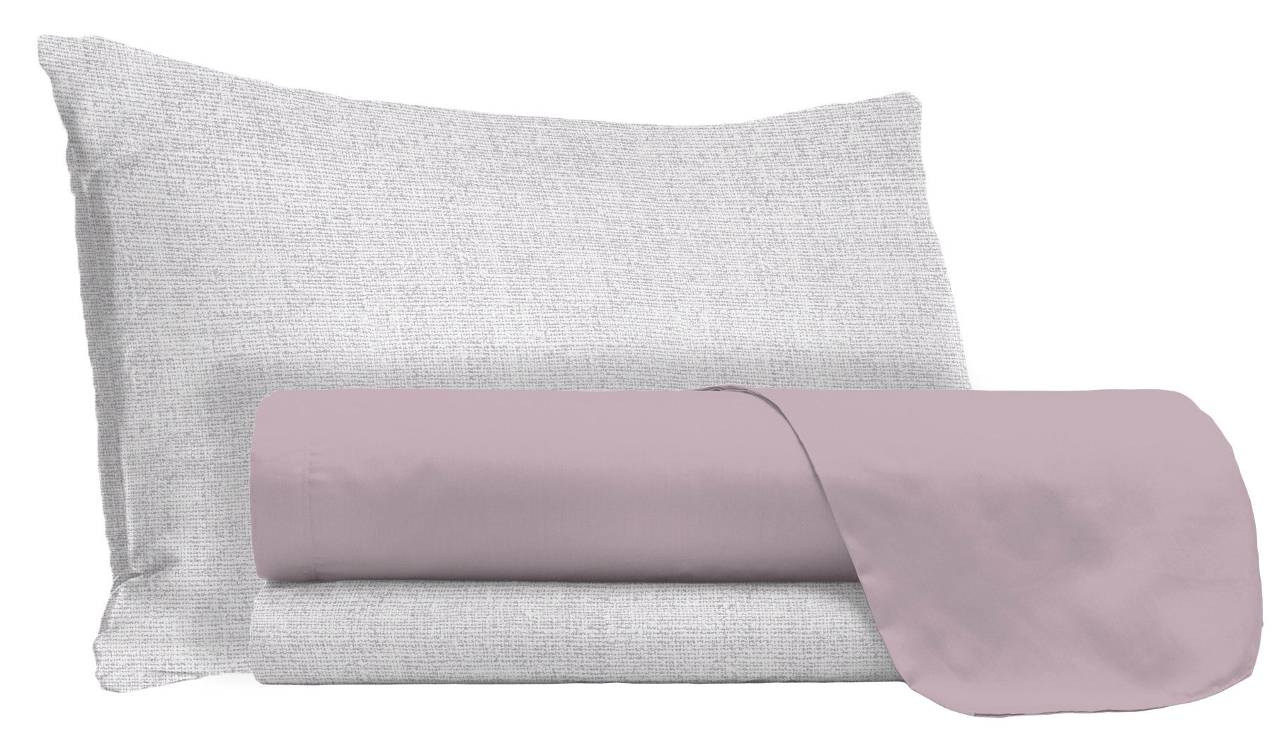 Set Lenzuola Singolo Sopra Sotto e Federe in Cotone Rosa Antico