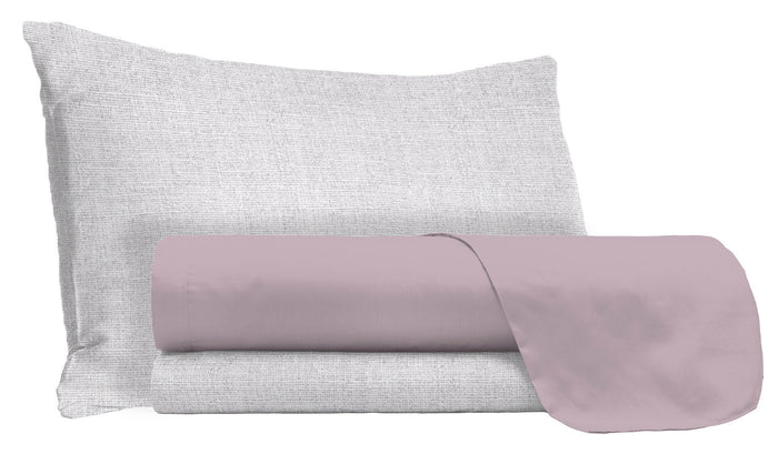 Set Lenzuola Singolo Sopra Sotto e Federe in Cotone Rosa Antico