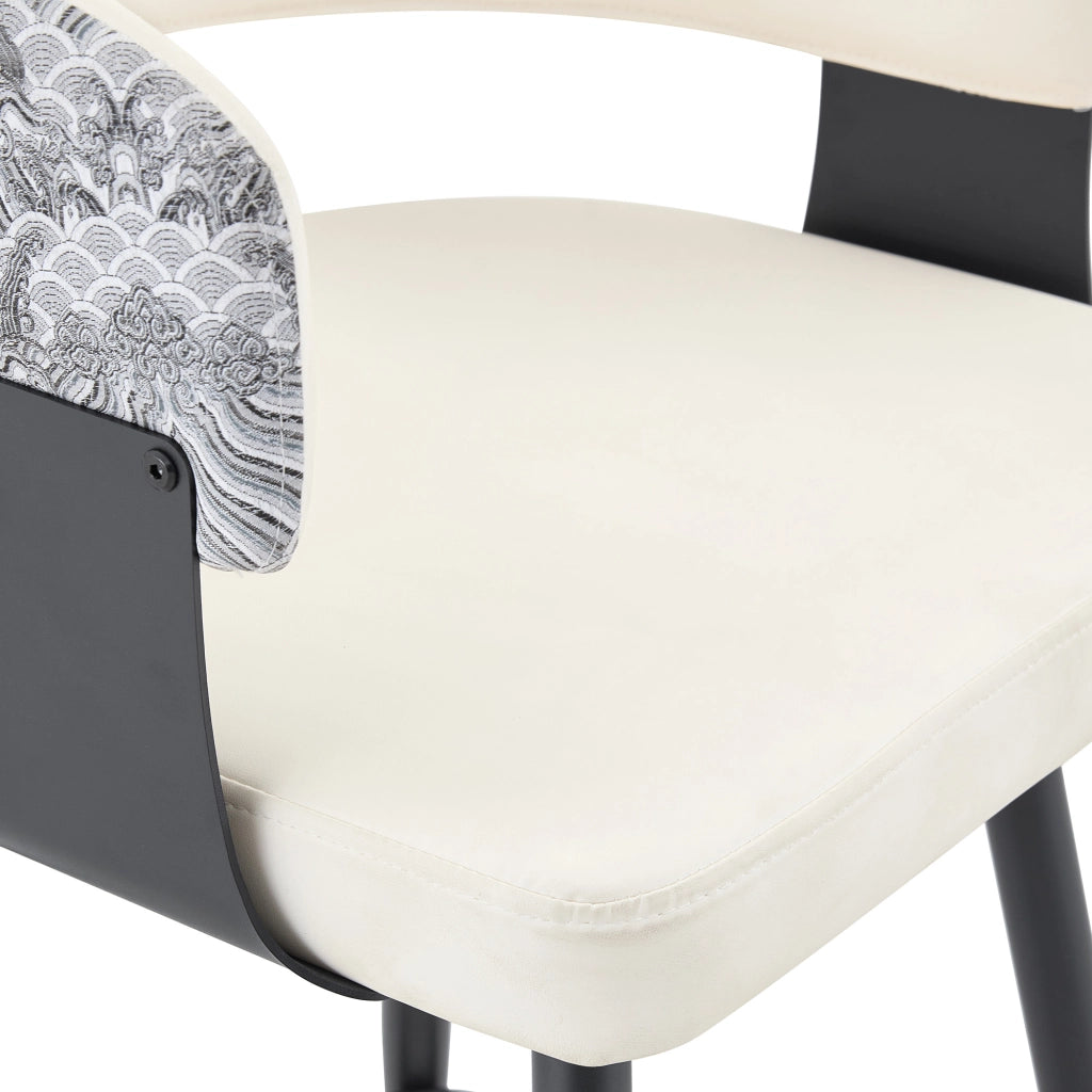 Sgabello da bar con schienale ergonomico e poggiapiedi in PU bianco