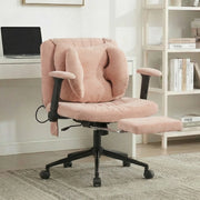 Poltrona da Ufficio Girevole con Poggiapiedi ¨C MINIMAL ¨C Rosa, Braccioli, Altezza Regolabile