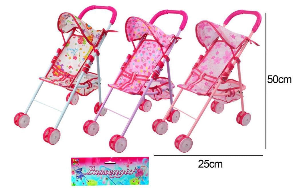 Giochi per Bambini Passeggino con Struttura in Metallo 3 Decori
