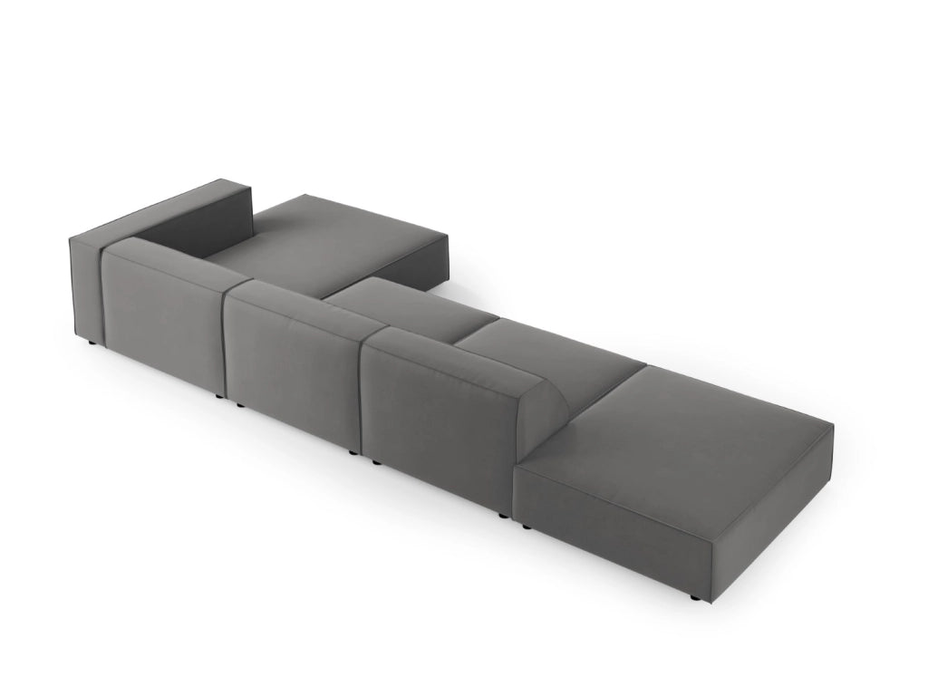 Cosmopolitan Design - Divano angolare destro "Arendal" 5 posti in velluto cemento 