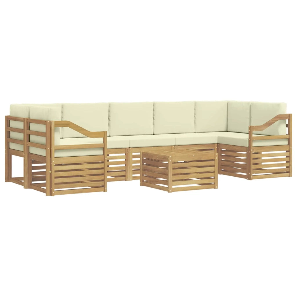 Set di divani da esterno 8 pcs Bianco e Crema Poliestere