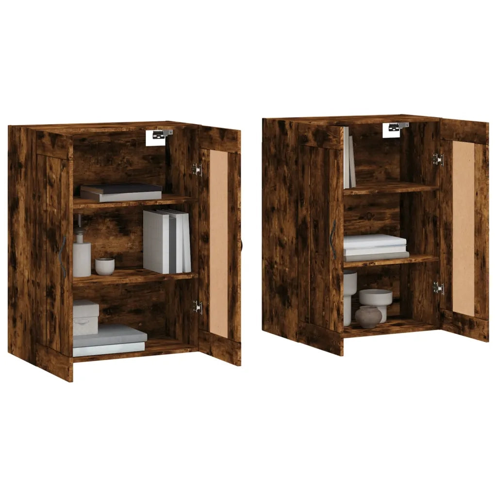 vidaXL Armadietti a Parete 2 pz Rovere Fumo in Legno Multistrato
