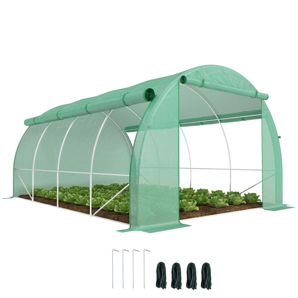 Serra da Giardino Tunnel 4x3x2 m con Porta e 8 Finestre ¨C zephmum ¨C Verde