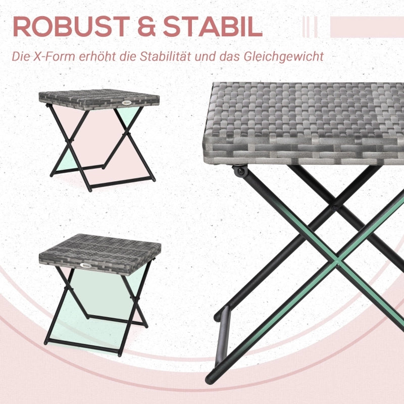 TAVOLO da giardino pieghevole 40x40x40 cm Rattan Grigio
