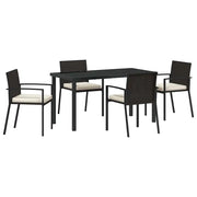 Set da Pranzo per Giardino 5 pz | Set Salotto da Giardino Nero