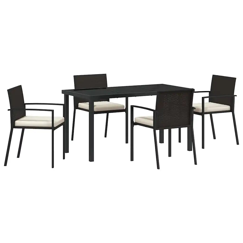 Set da Pranzo per Giardino 5 pz | Set Salotto da Giardino Nero