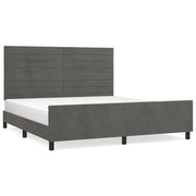 Letto matrimoniale | Letto per adulti | Giroletto con Testiera Grigio Scuro 180x200 cm in Velluto