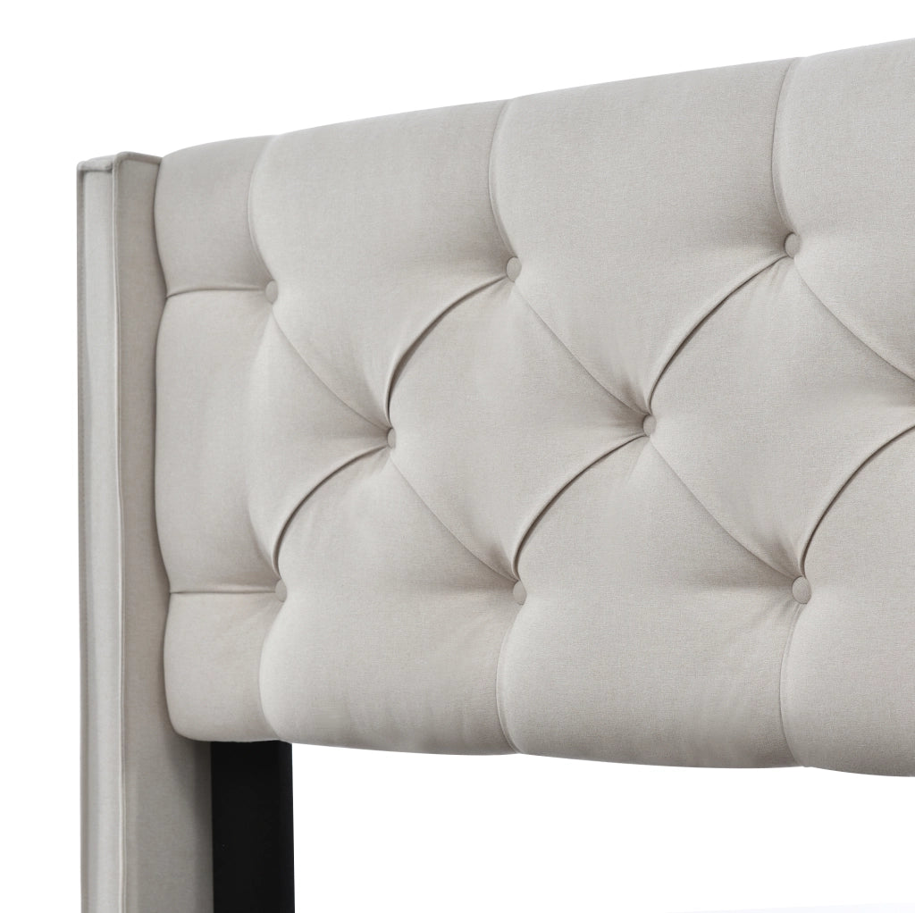 Letto imbottito 90x200 cm con contenitore sollevabile; cotone grigio chiaro (Senza materasso)