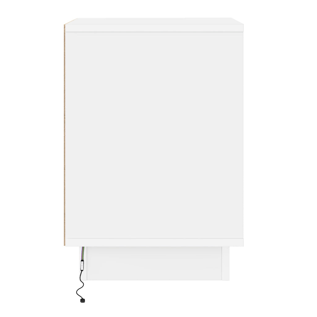 Comodini con Luci LED 2 pz Bianchi 39x34,5x50 cm