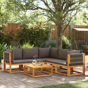 Set di divani da giardino 6 pezzi con cuscini in legno di acacia e corda 3278828