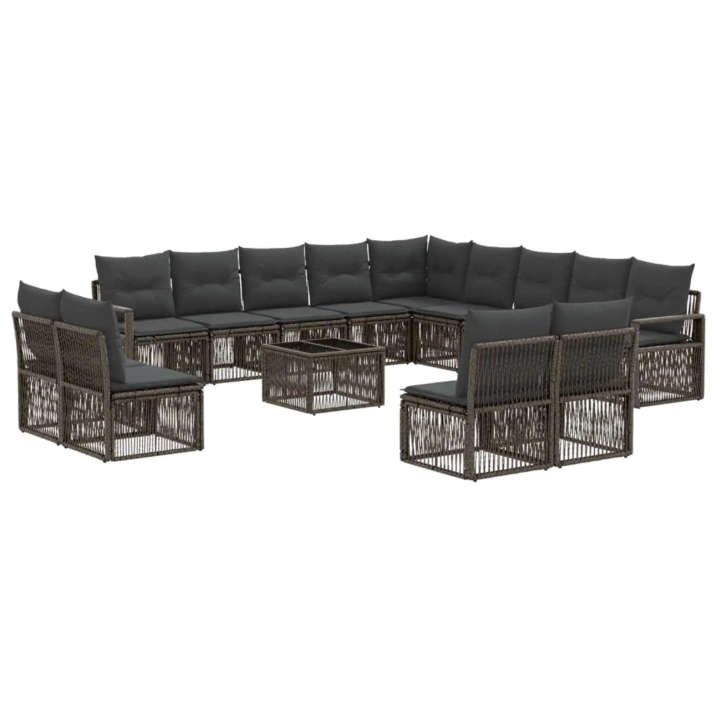 Set Divano da Giardino 14 pcs Grigio polyrattan