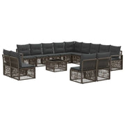 Set Divano da Giardino 14 pcs Grigio polyrattan