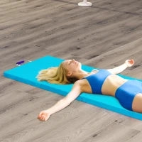Tappetino Gimnasia Pieghevole con Maniglie di Trasporto e Borsa per Yoga Aerobica, Blu