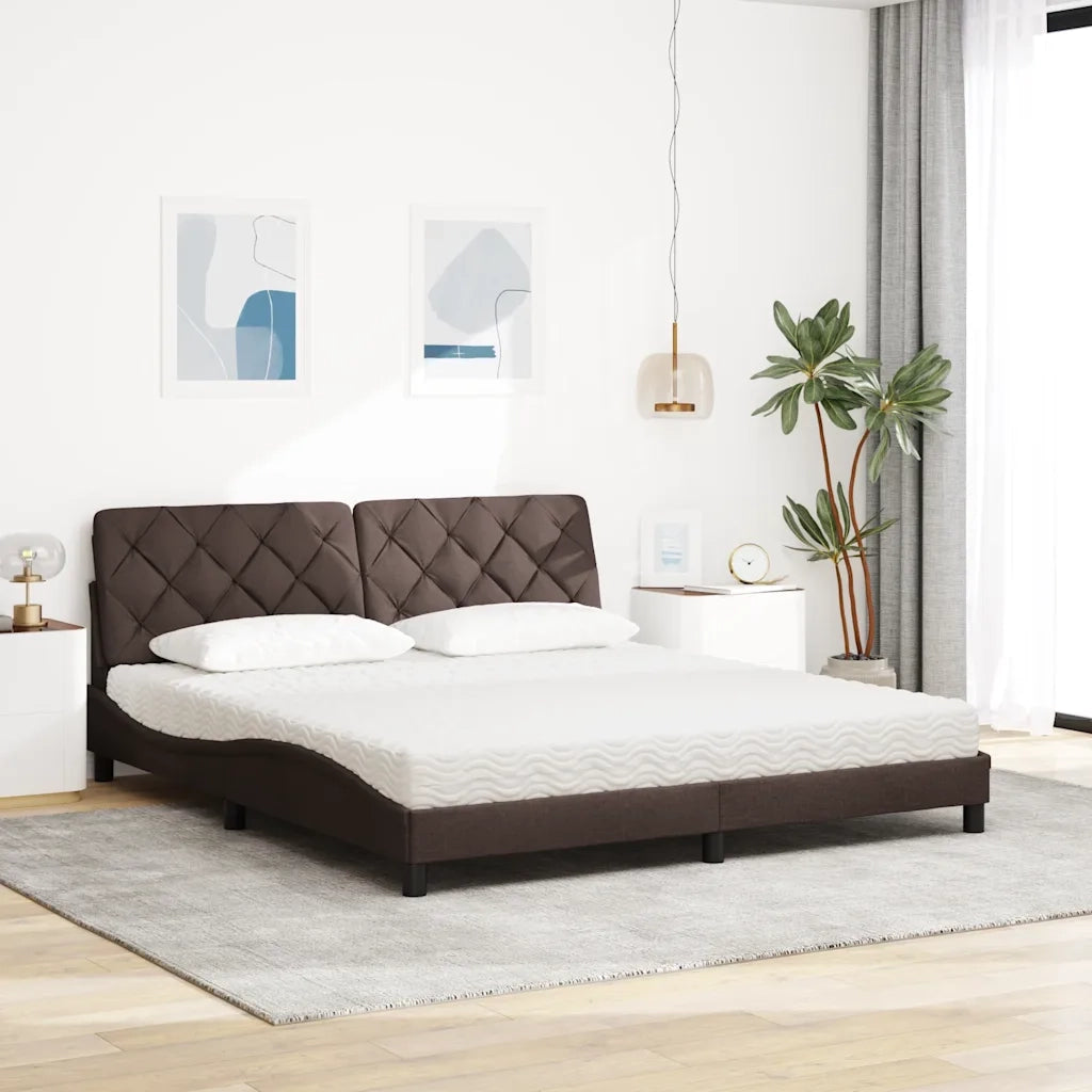 Letto con Materasso Marrone Scuro 180x200cm Tessuto 3310758