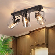 ZMH Faretto da soffitto 3 fiamme vetro grigio fumé E14 per camera letto