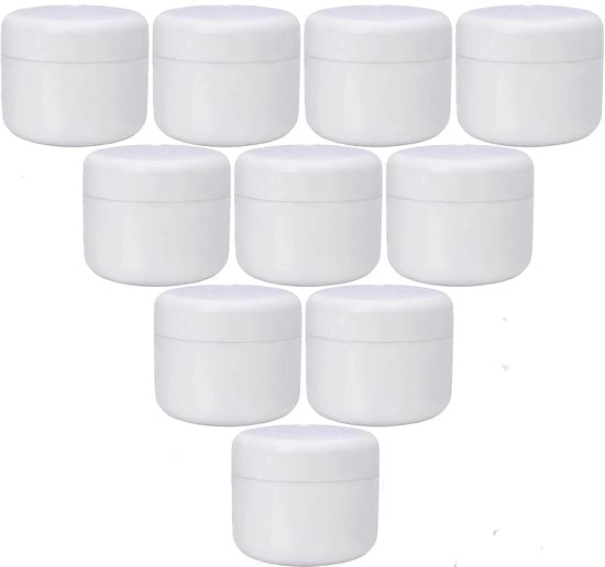 Contenitore Cosmetico 50g - 10 Unità - Plastica Transparente - Con Cappuccio a Viti - Borsa di Viaggio - Adatto per Creme e Trucco - Contenitore Cosmetico
