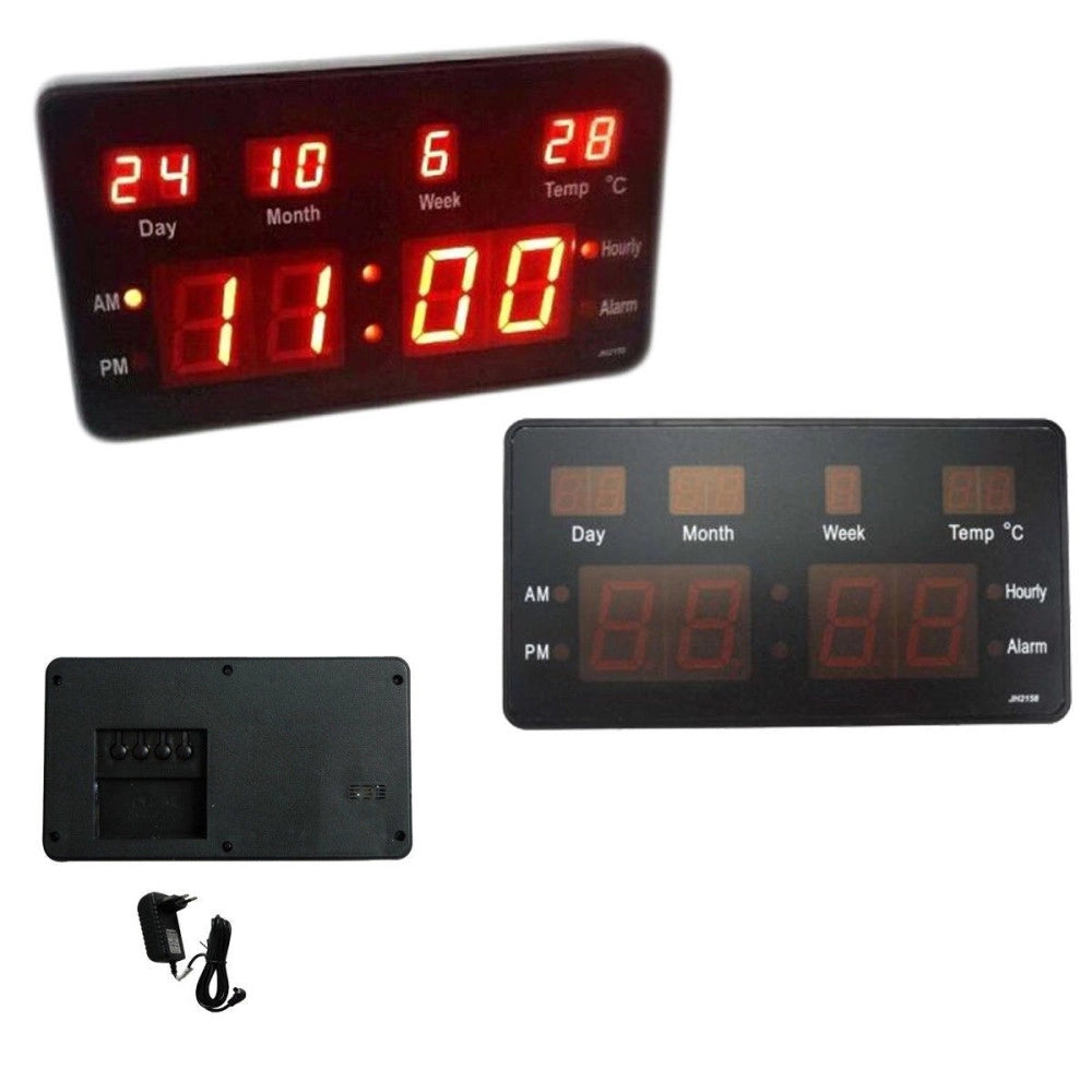 Trade Shop - Orologio Digitale A Led Da Parete Da Scrivania Data Temperatura Sveglia Jh2158 -