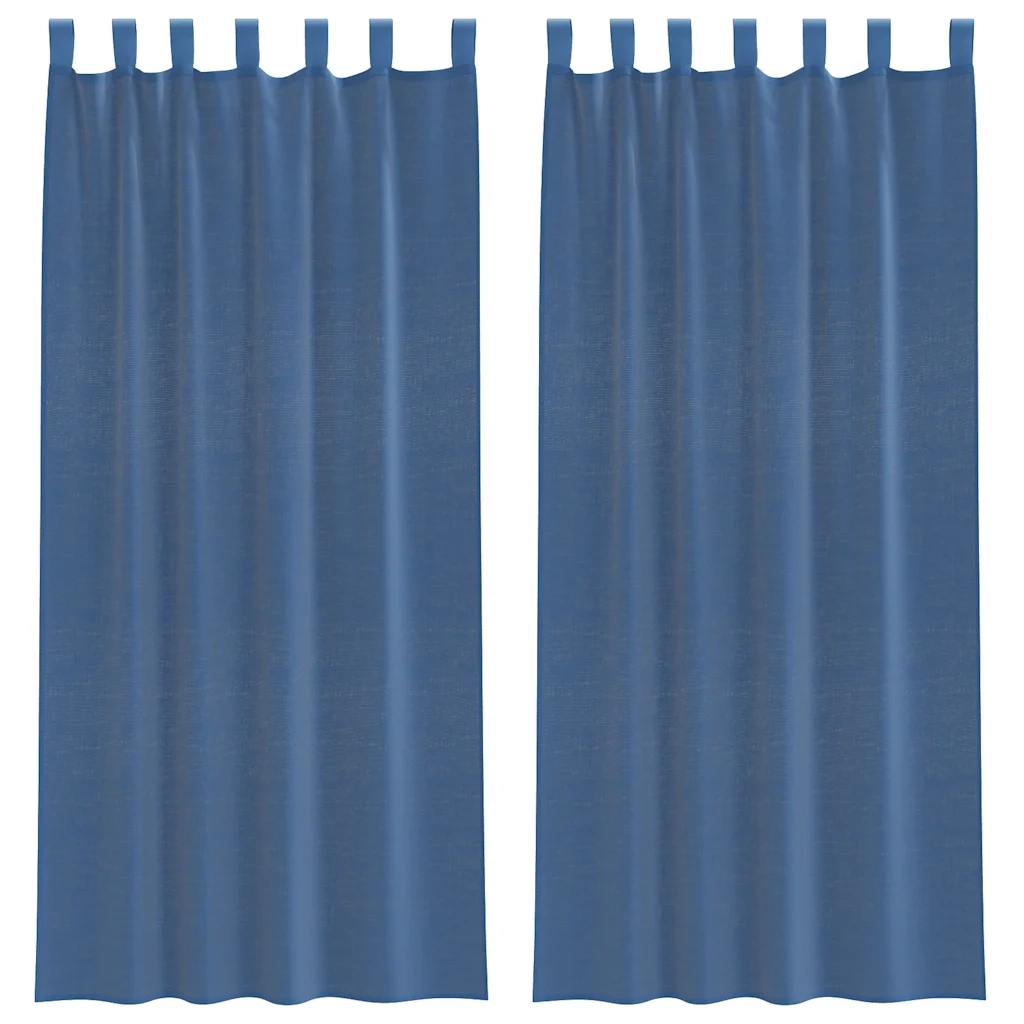 Tende in Voile con Tasche per Aste 2 pz Blu Reale