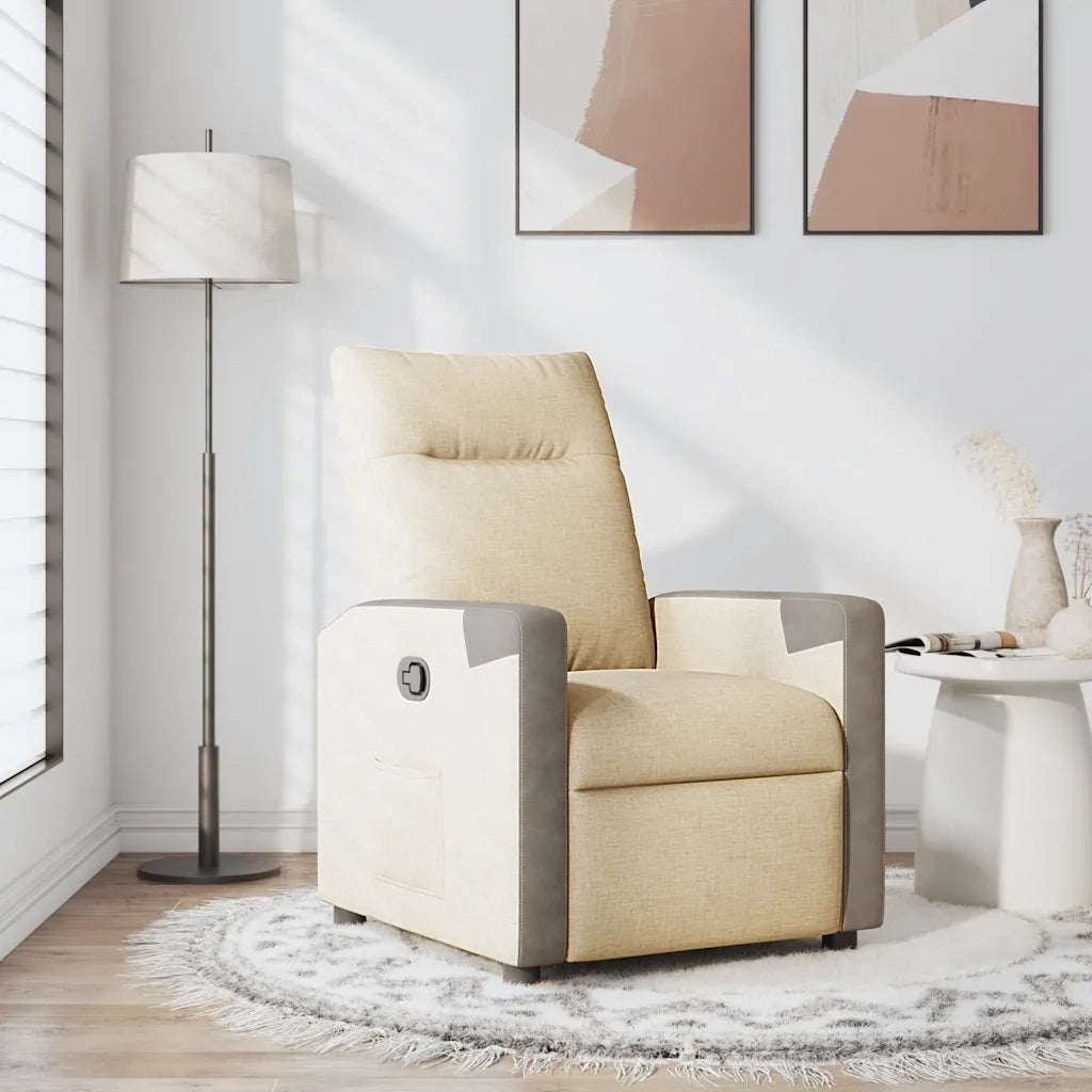 Divano Sedia-Poltrona Reclinabile in Tessuto Crema 360978