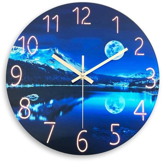 Orologio da Parete in Vetro Blu per Decorazione di Casa 24 Pollici Orologio da Muro Non Tocchante Grande Orologio da Parete
