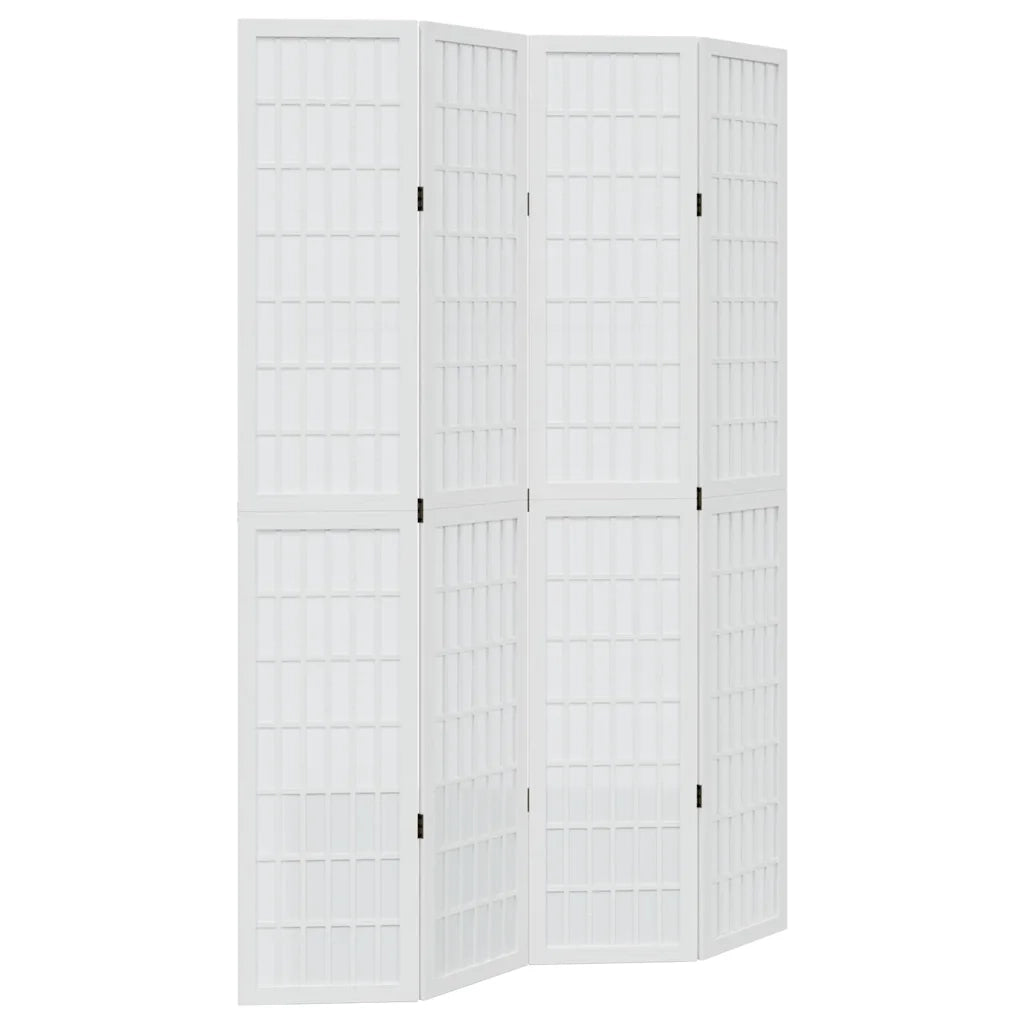 vidaXL Divisorio Ambienti 4Pannelli Bianco Legno Massello di Paulownia
