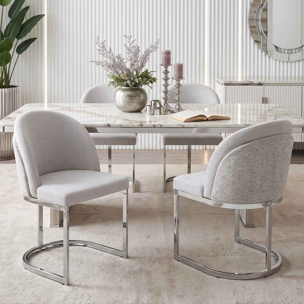 SEDIA da pranzo Set da 4 pezzi 59x52x85 cm Chenille Grigio/Argento