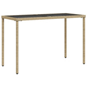 Tavolo da Giardino | Tavolino da esterno con Piano Vetro Beige 115x54x74cm Polyrattan