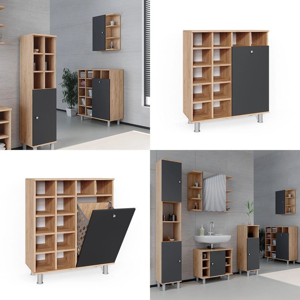 Armadietto da bagno con portabiancheria Fynn Antracite 78.4 x 91.6 cm Vicco
