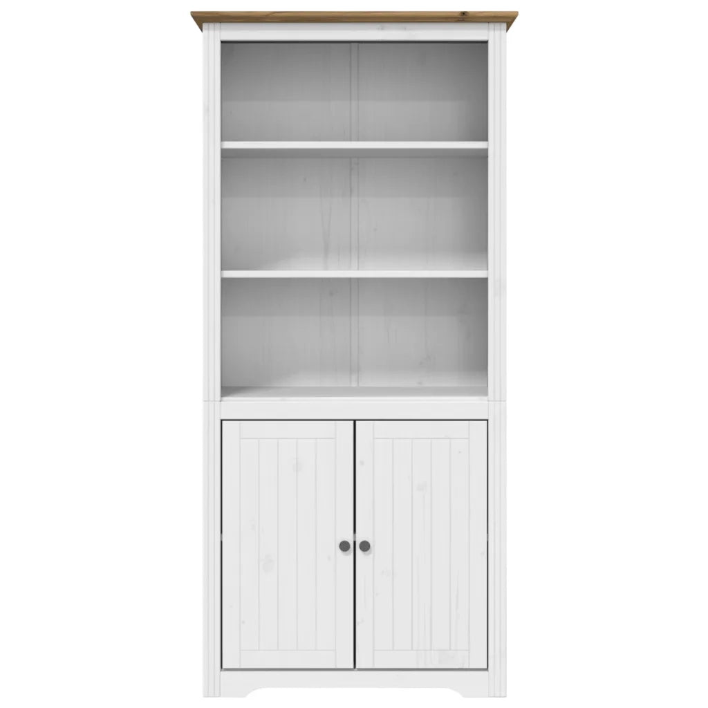 Libreria-Scaffale per Libri-Mobile di Stoccaggio BODO 82x40x173 cm Legno Massello Pino Bianco e Marrone