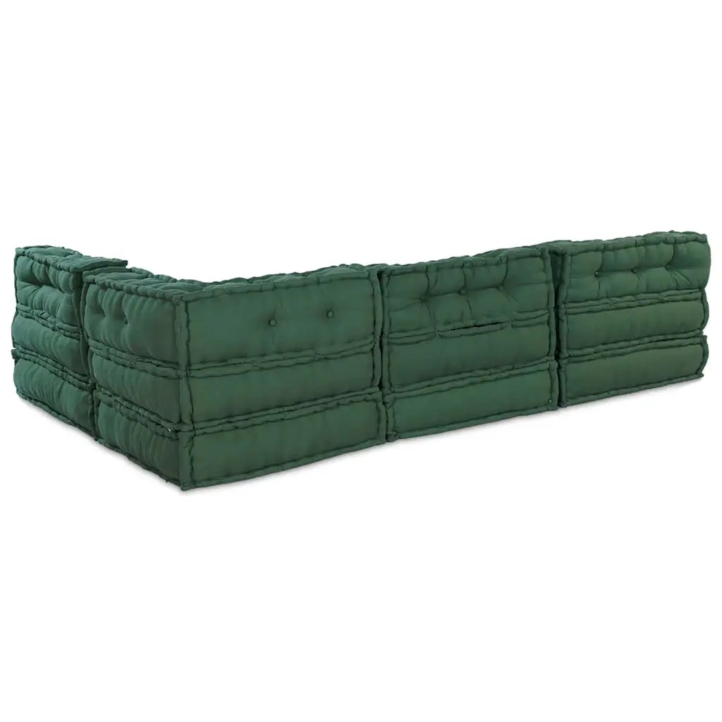 Unità di Divano Modulare 4 pcs Verde Tessuto