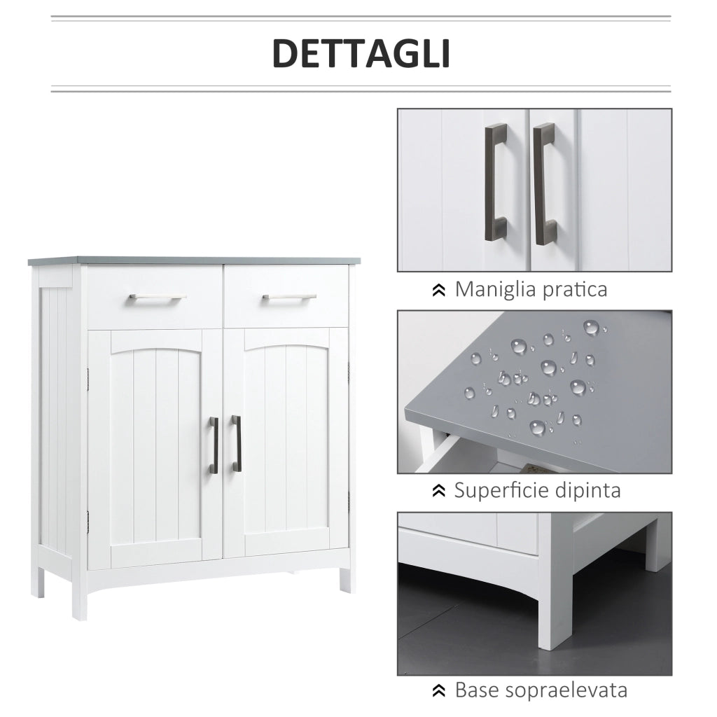 EasyComfort Mobiletto Bagno con 2 Ante, 2 Cassetti e Ripiano Regolabile, in MDF, 68x33x76cm