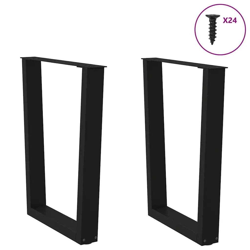 Gambe per tavolo da pranzo a forma di V 2 pz | Piede del tavolo nere 60x(72-73,3) cm in acciaio