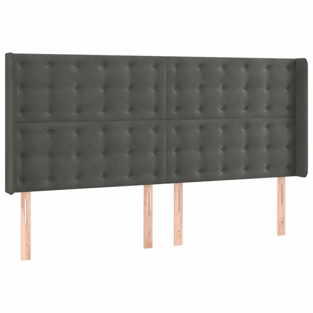 Testiera a LED-Testata con LED Grigio Scuro 163x16x118/128cm in Velluto 155945