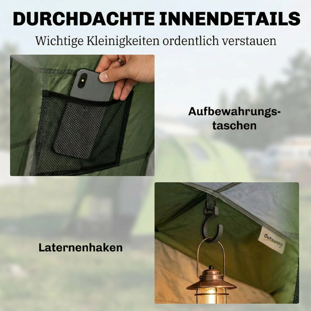 Tenda da campeggio familiare 3-4 persone ¨C zephmum ¨C Verde 3000mm impermeabile