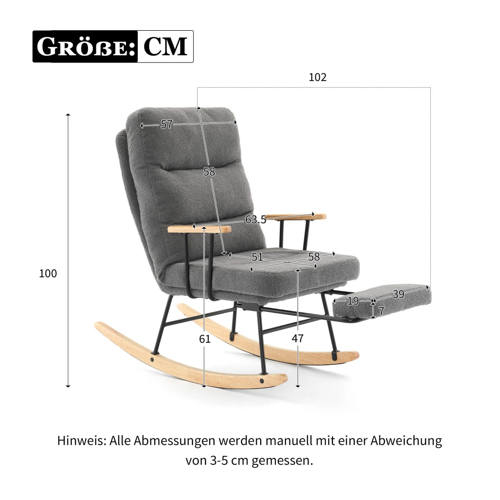 Poltrona a dondolo comoda - Zephmum- 100cm, 58cm, regolazione gravit¨¤, poggiapiedi