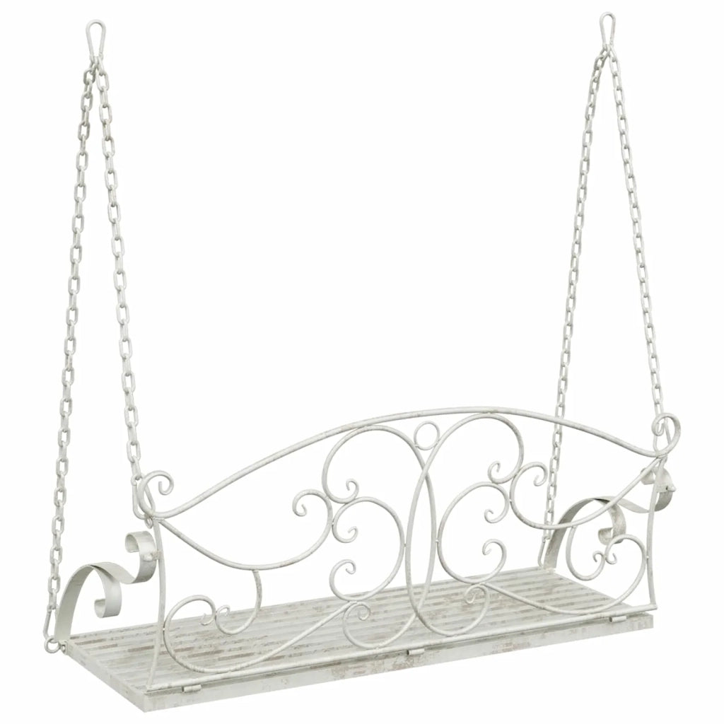 Panchina a Dondolo Acciaio 110 x 52,5 x 47 cm Bianco Antico CFW1376818