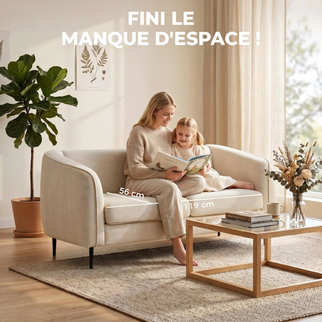 Divano 2 posti in velluto ¨C Zephmum ¨C Beige 160 cm