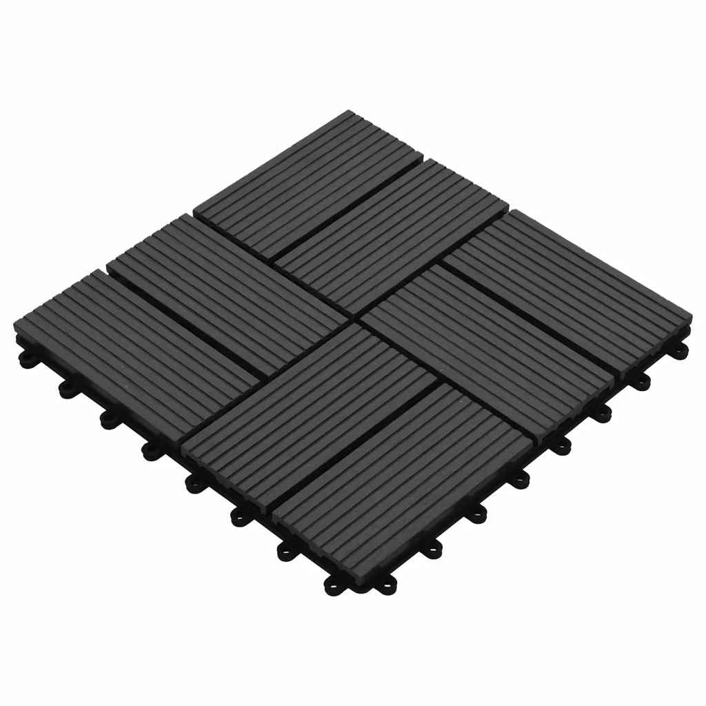 Piastrella per Decking 11 pz Nero 30 x 30 cm WPC CFW8824566