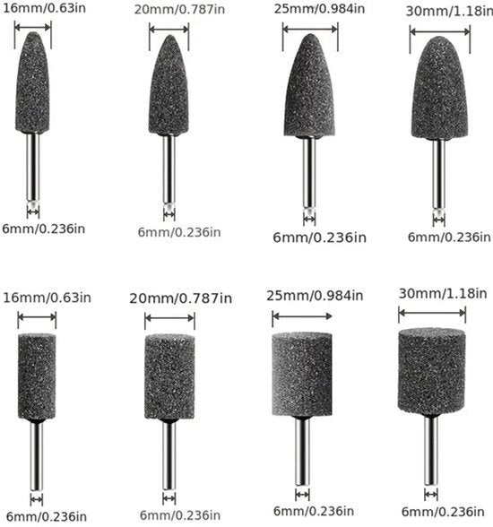 8 testine abrasivi con diamante, testine abrasivi con disco abrasivo, utensile per levigare metallo cilindrico conico, testine abrasivi conico elettriche