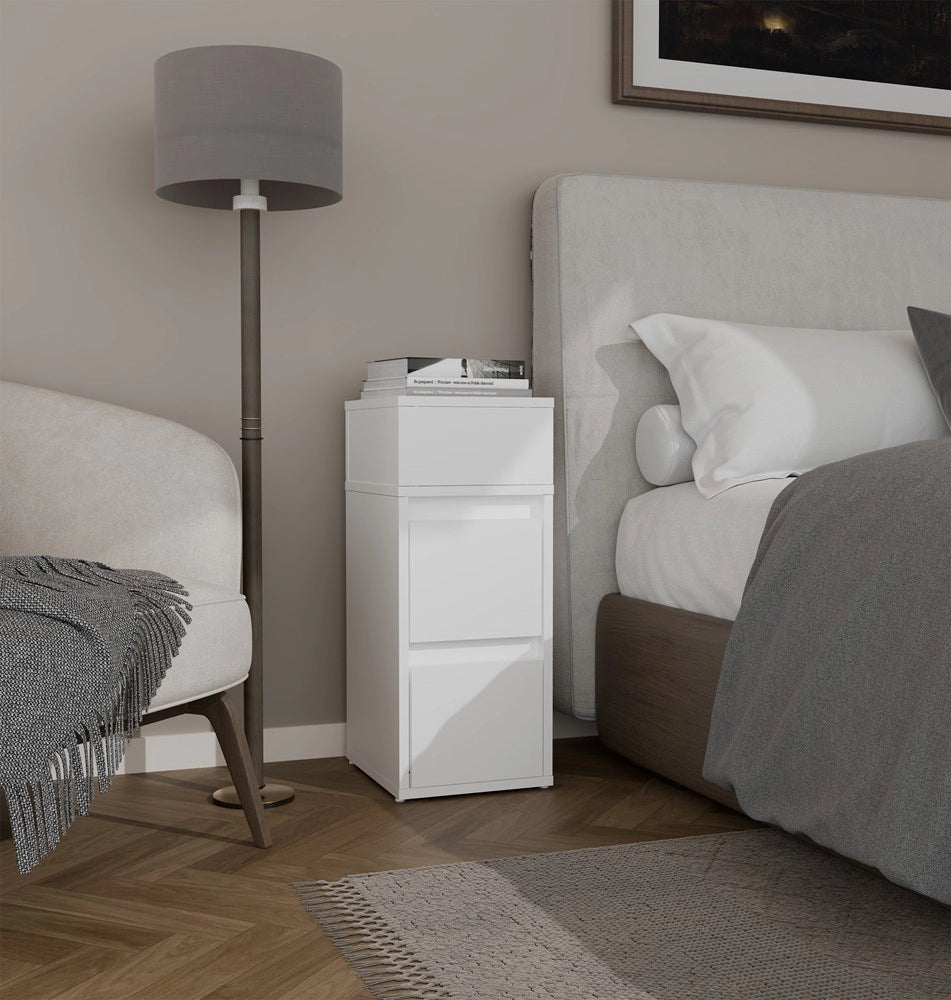 Comodino york tavolino nocny ripiano 2 cassetti per camera da letto bianco