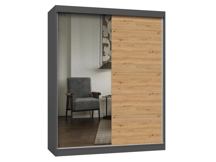 Armadio IGA 160 A/C antracite artisan 1 X specchio szprosy per camera da letto ingresso guardaroba