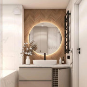 Specchio Rotondo 80 cm GIANT, Specchio Bagno Led Retroilluminato 4000K Personalizzabile Made in Italy, Specchiera Bagno Bordo Filo Lucido Moderno