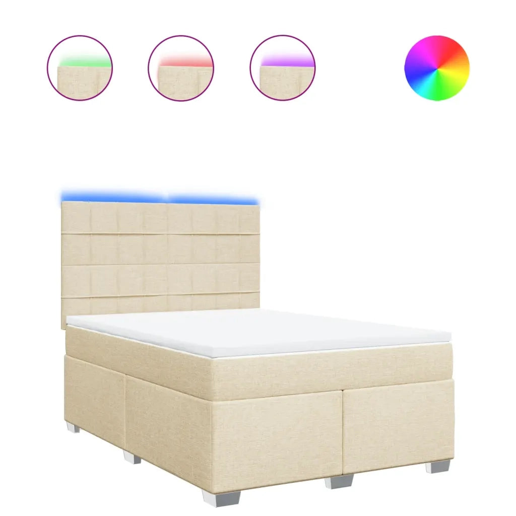 Giroletto a Molle con Materasso Crema 140x19 cm in Tessuto
