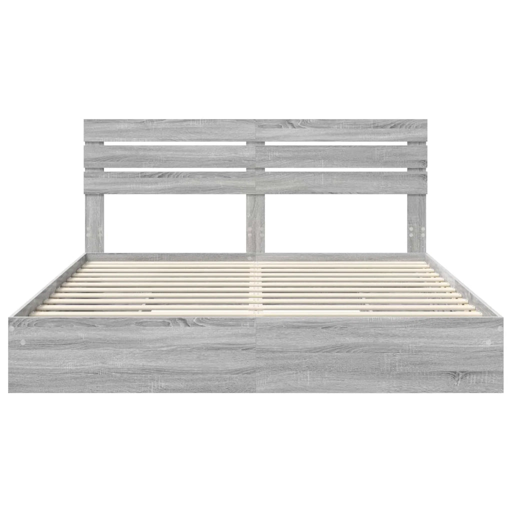 Letto con Contenitore con testiera Grigio Sonoma 180 x 200 cm
