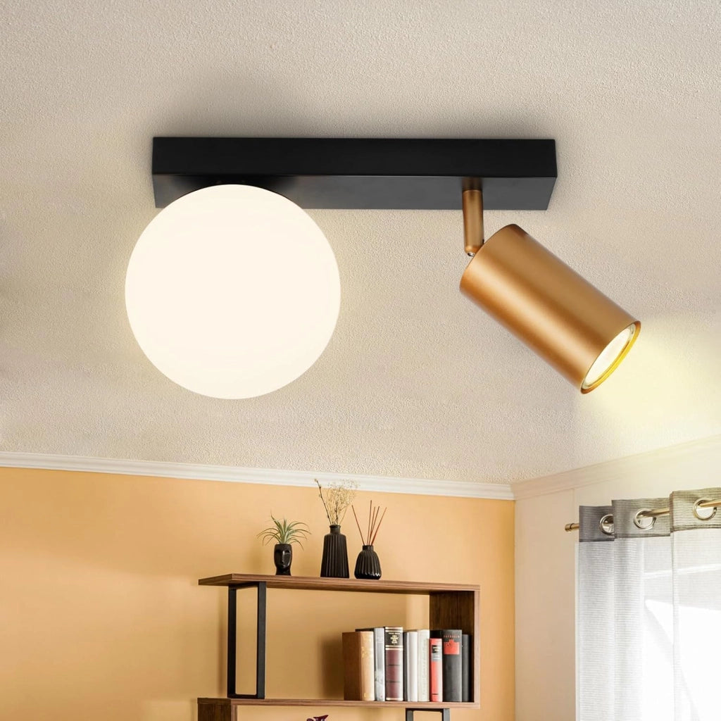 ZMH Faretto da soffitto 2 fiamme E14 moderne metallo sfera vetro 40cm per corridoio cucina